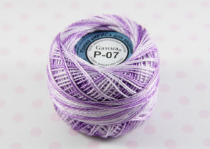 Пряжа Ирис меланж 100% хлопок 10г 82м Р-07 сирень-белый