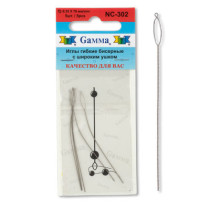 " Gamma" Иглы гибкие бисерные с бол. ушком сталь NC- 302 d 0. 35 мм 5 шт d 0. 35 мм