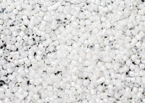 Бисер Япония MIYUKI Delica цилиндрический 11/0 5г DB-0066 белый кристалл радужный с цветной линией