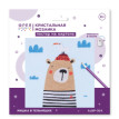 Кристальная ( алмазная) мозаика  " ФРЕЯ" ALBP- 304 постер " Мишка в тельняшке" 20 х 20 см